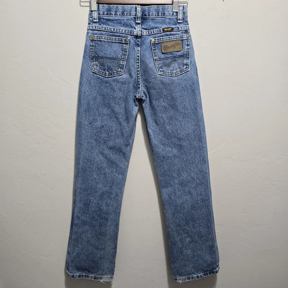 Vintage Wrangler Blue Denim Cotton Jeans Youth Boys Size 12 Slim